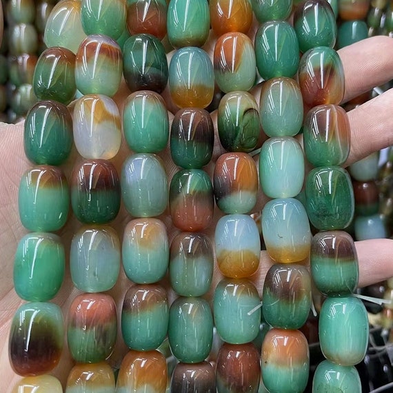 Buy Natural Peacock Agate Barrel Beads,peacoce Agate Beads, 15