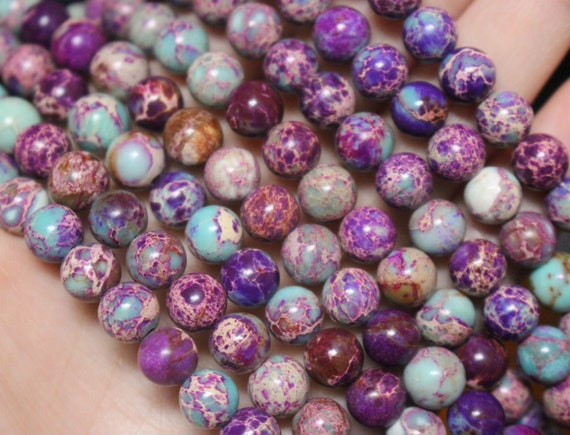 1 Strand 8mm Purple Sea Sediment Jasper Round stone Loose Bead 15.5 inch diiy