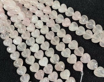 Natural Rose Pink Quartz Crystal Heart Shape Beads 13×8mm ,15pcs