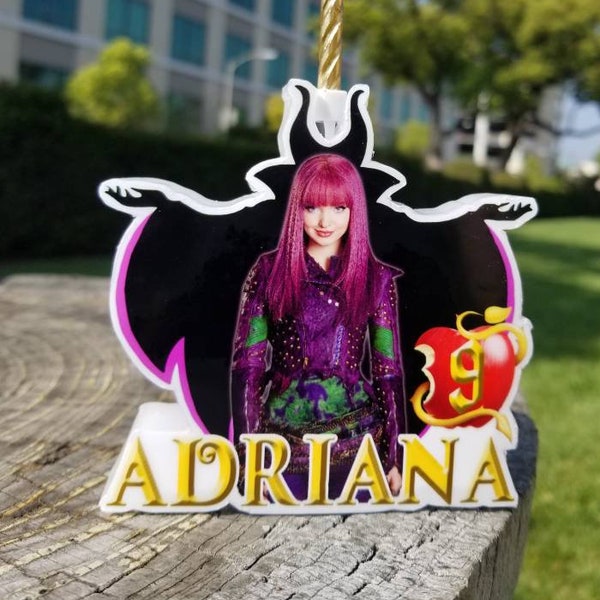 Disney Descendants Personalized Birthday Candle, Cake Topper Wax Candle Topper, party theme