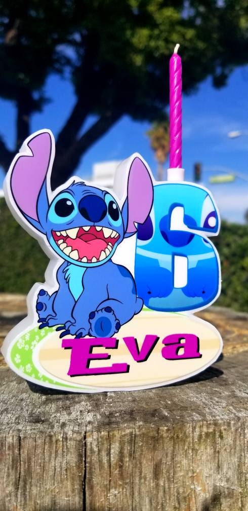 Lilo & Stitch Personalized Birthday Candle, Cake Topper Wax Candle