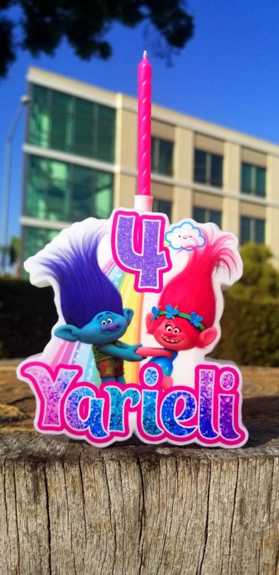 Trolls Cake Candle Personalized Birthday Candle Custom Cake Etsy