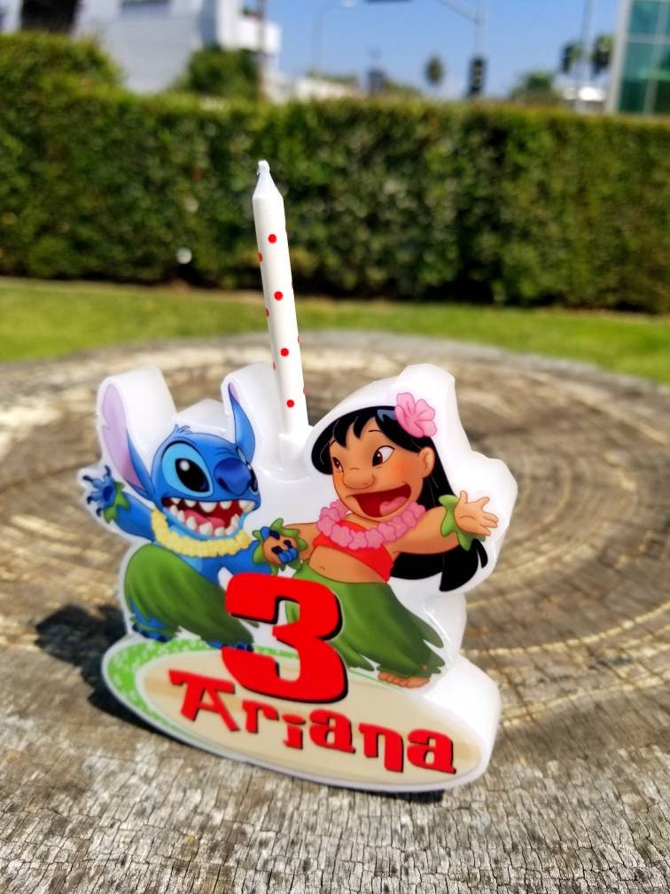 Lilo & Stitch Personalized Birthday Candle, Cake Topper Wax Candle