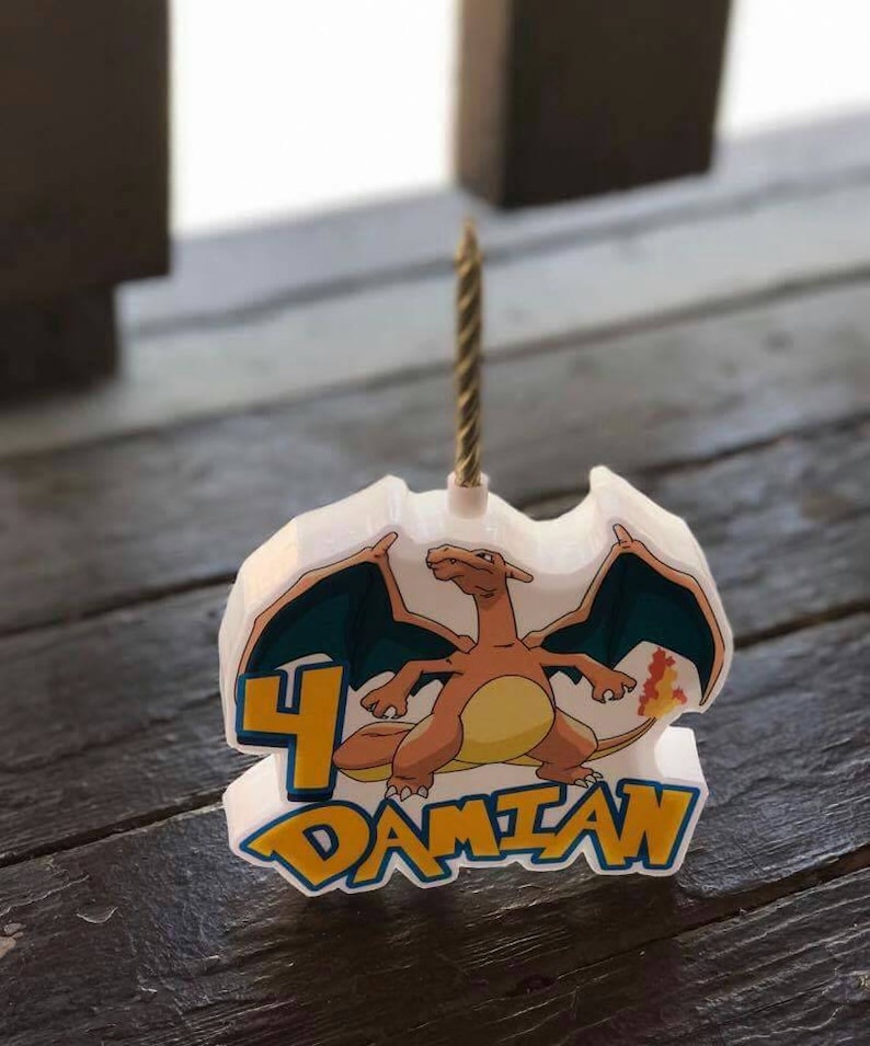 Pokemon Charizard Cake Candle Personalized Cake Topper Etsy