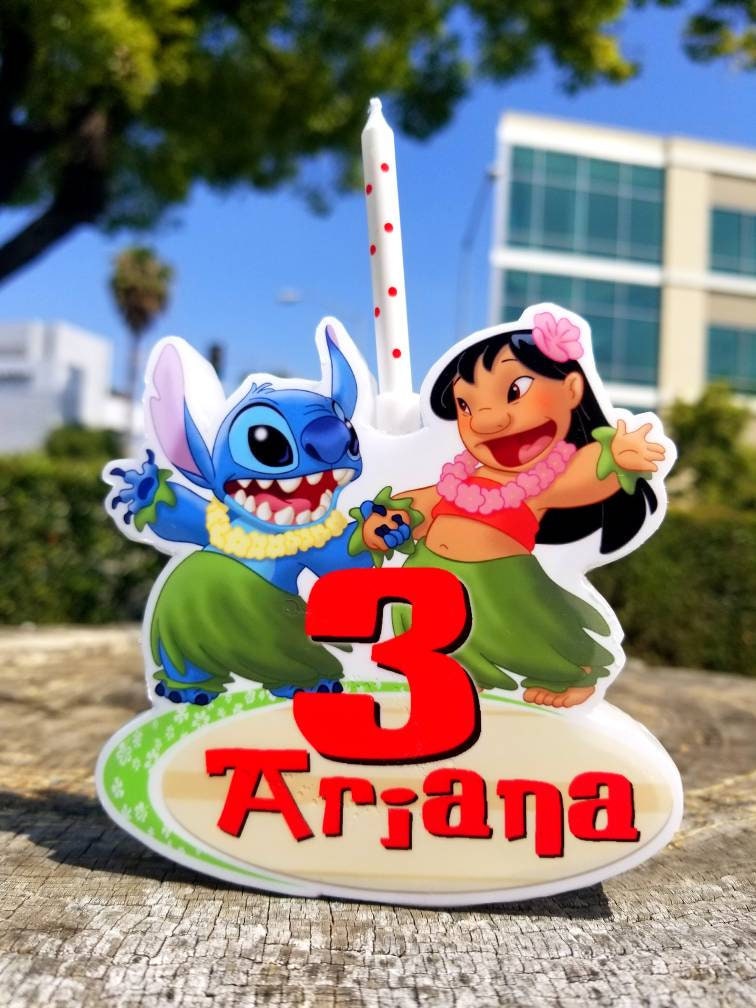 Lilo & Stitch Personalized Birthday Candle, Cake Topper Wax Candle