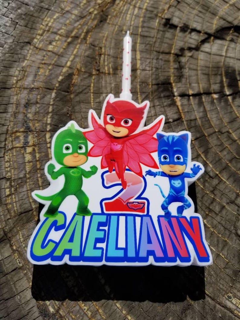 PJ Masks Cake Topper Wax Candle Personalized Birthday Candle Etsy