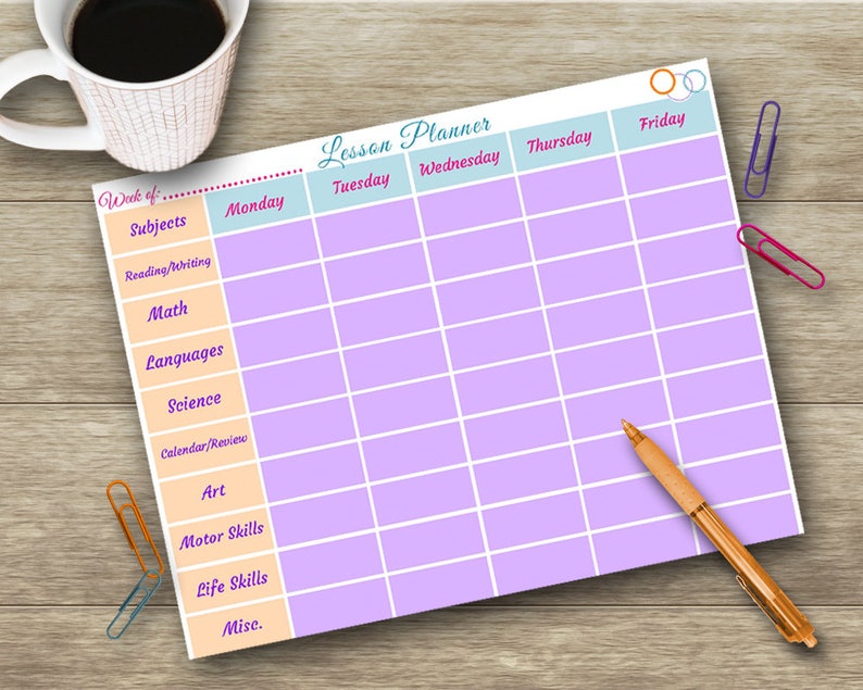 lesson planner schedule printable editable teacher etsy