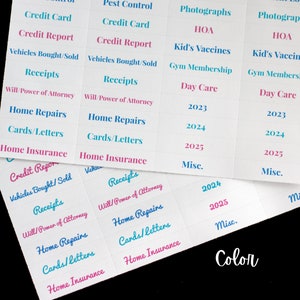 File Folder Labels Home File Box Labels Home Records Labels Colorful ...