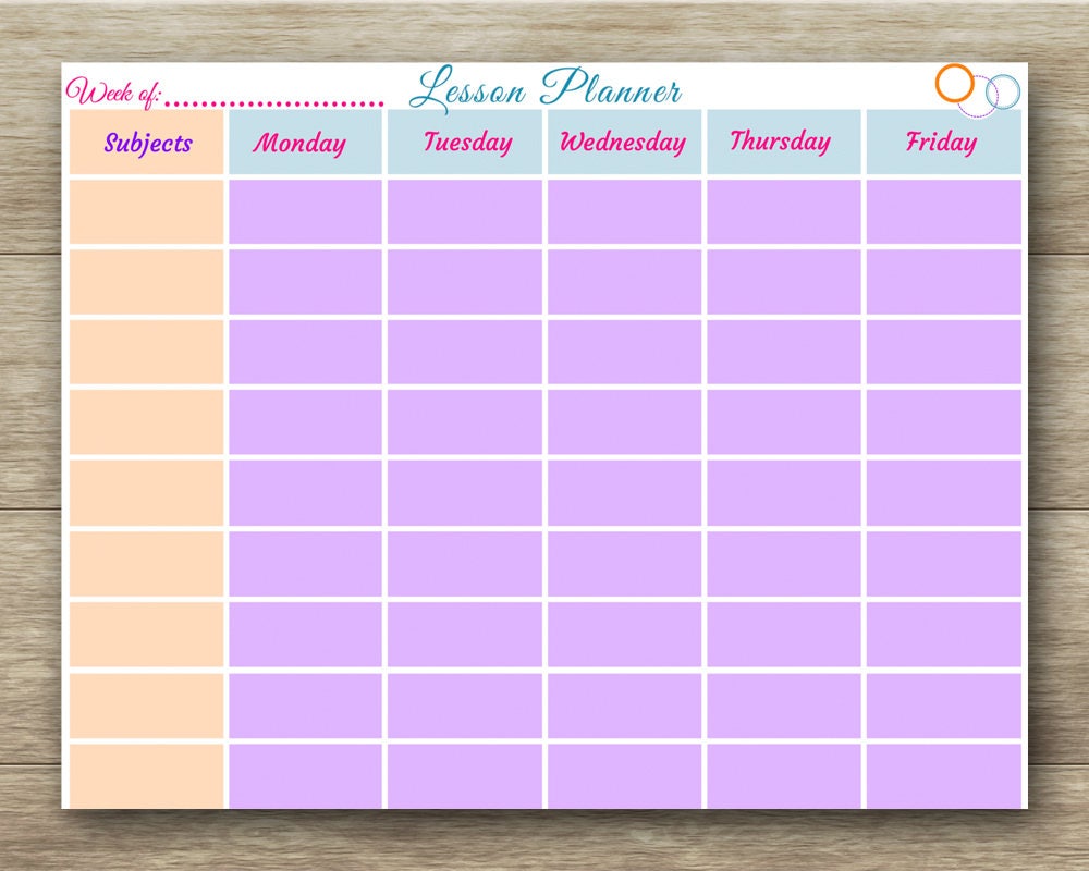 Lesson Planner Schedule Printable EDITABLE Teacher Etsy