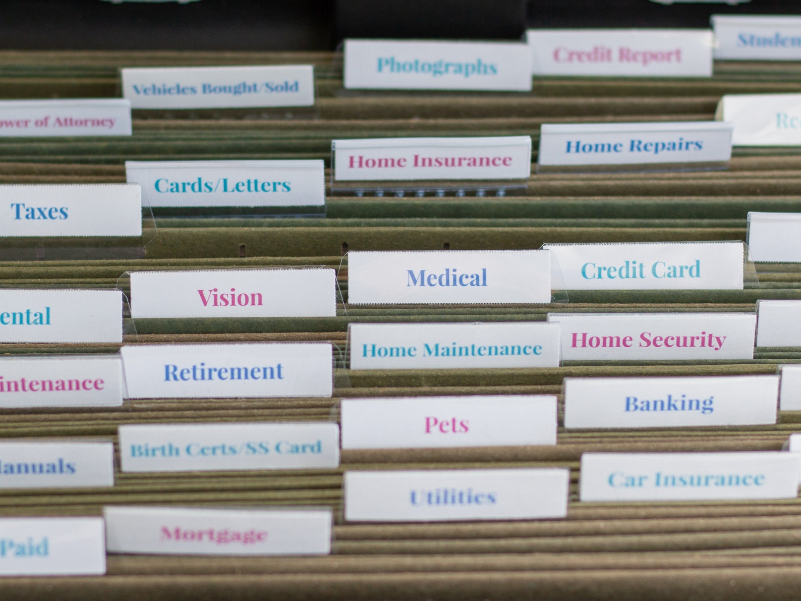 File Folder Labels Home File Box Labels Home Records Labels Colorful ...