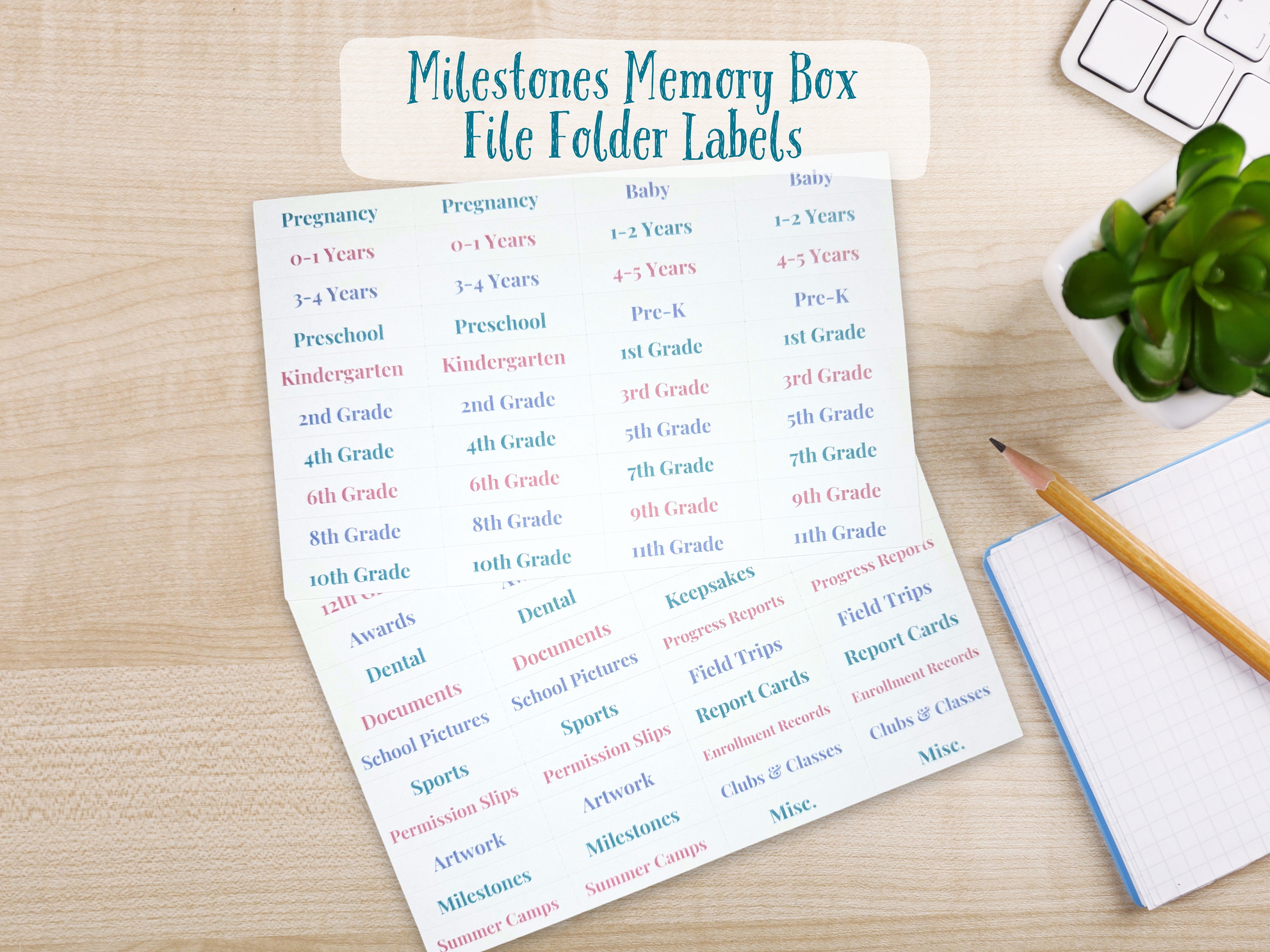 File Folder Labels Home File Box Labels Milestone Memory Box Labels ...