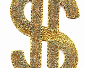Dollar Sign Iron On Etsy - iron on embroide!   red applique gold metallic dollar sign