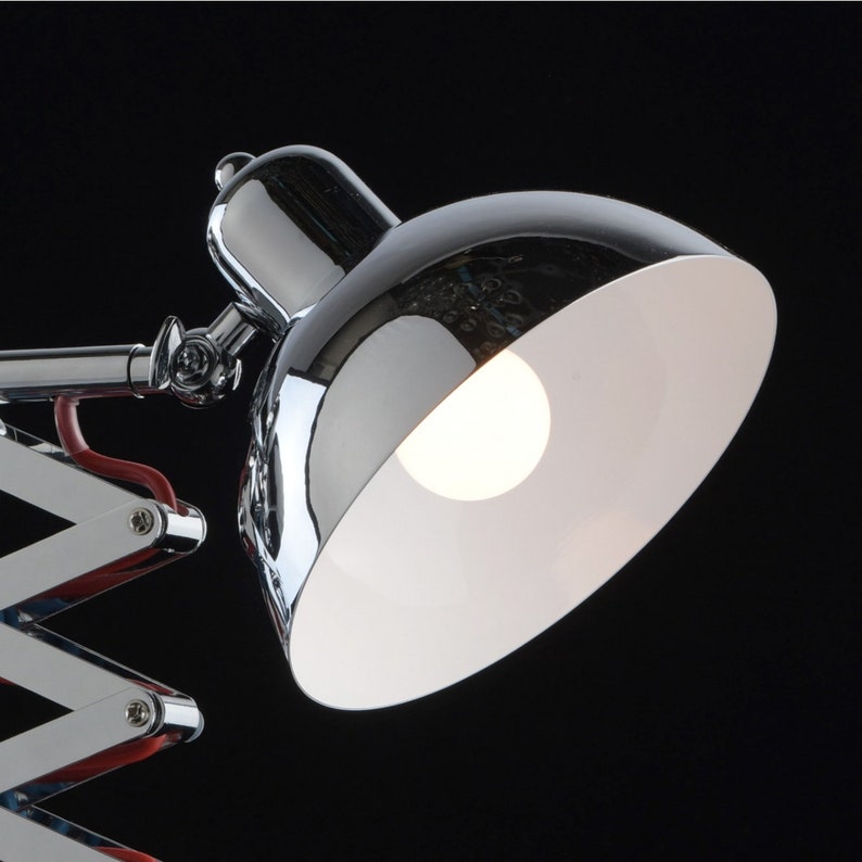 Table Lamp Scissors Chrome Accordion Lamp Industrial Desk Etsy