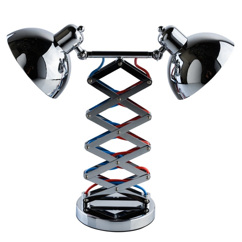 Table Lamp Scissors Chrome Accordion Lamp Industrial Desk Etsy