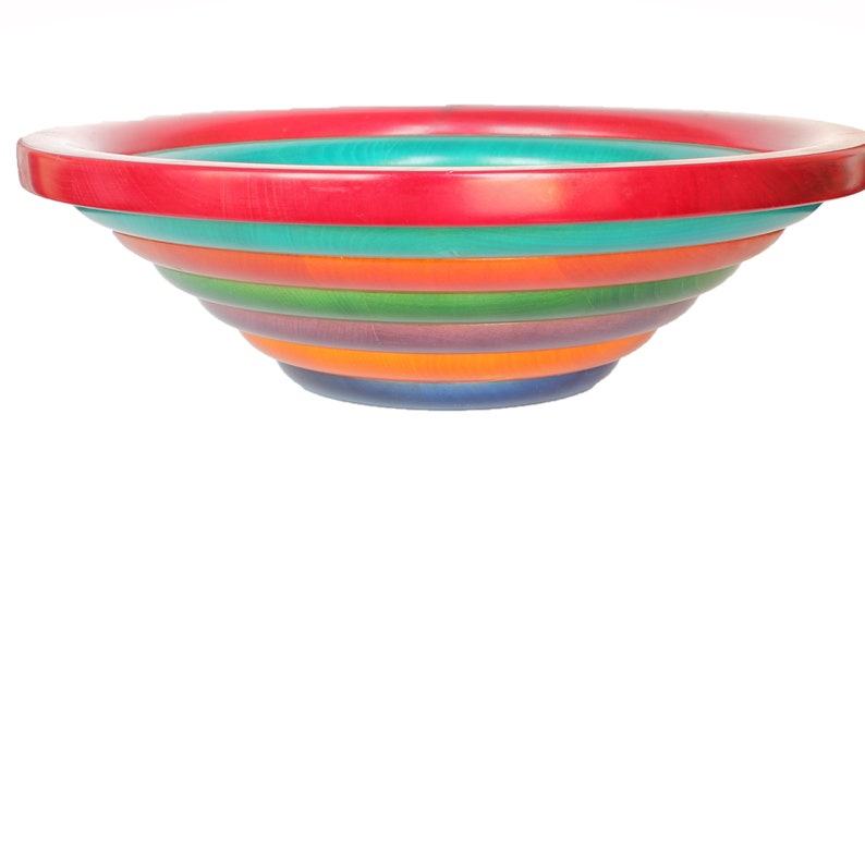 Pietro Manzoni Vietri Bergamo Italy Very Large Multi Colored Vintage Wooden Bowl Trinket Holder