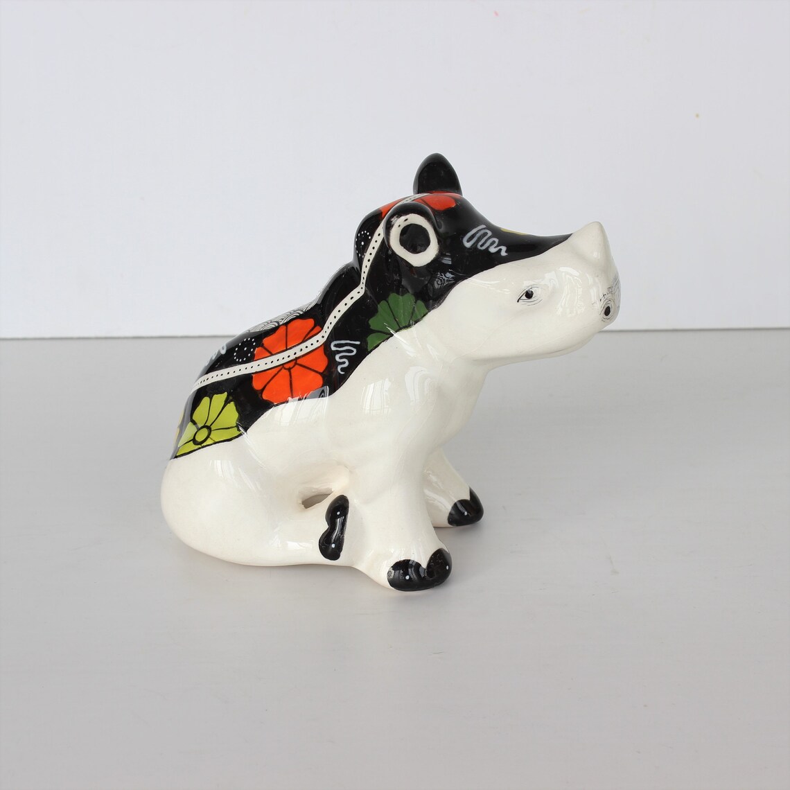 Porcelain Rhinoceros Figurine in Black and White. Art Deco Etsy
