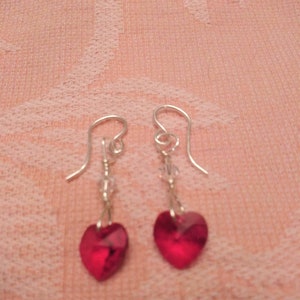 Red Heart Swarovski Crystal Earrings