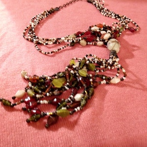 Vintage Glass Bead Tassel Necklace