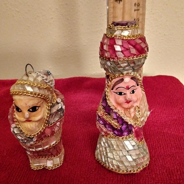 Vintage Mirrored Figurines from India