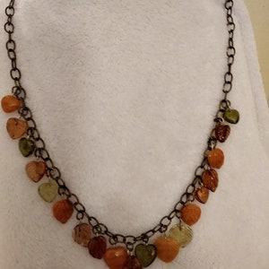 Autumn Necklace of Chain and Glass Beads image 1