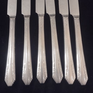 Set of 6 Vintage Knives/Rogers/Stainless Steel Blades/Silver plate handles