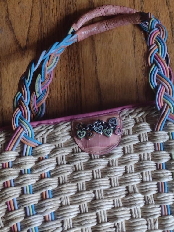 Brighton, woven handbag with multi color leather … - image 6