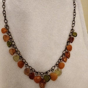 Autumn Necklace of Chain and Glass Beads image 3