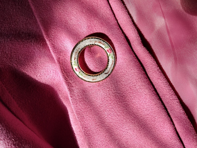 Vintage White Enamel Brooch with Pink Flowers image 2