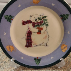 Pfaltzgraff Snow Bear Salade ou assiettes à dessert avec bord bleu