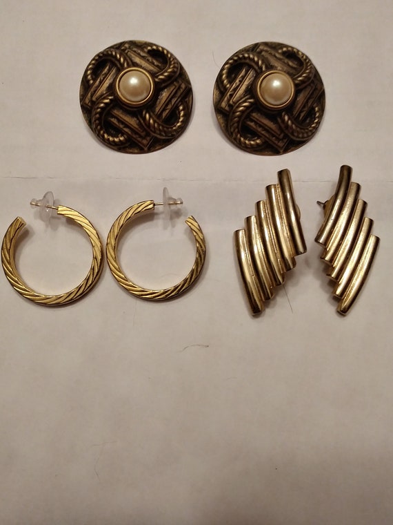 3 pair Vintage Costume Earrings - image 1