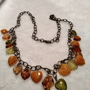 Autumn Necklace of Chain and Glass Beads image 6