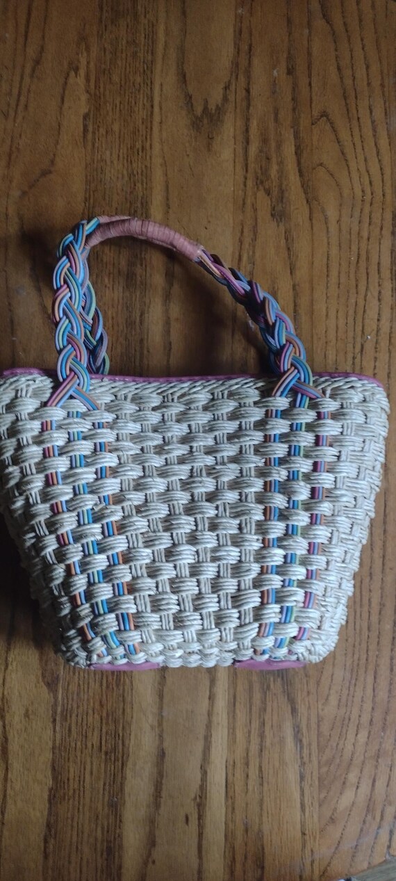 Brighton, woven handbag with multi color leather … - image 5