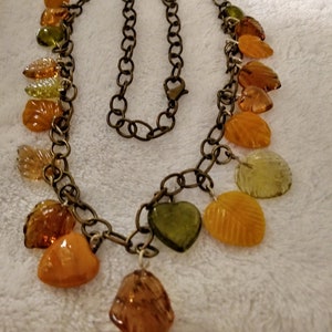 Autumn Necklace of Chain and Glass Beads image 5