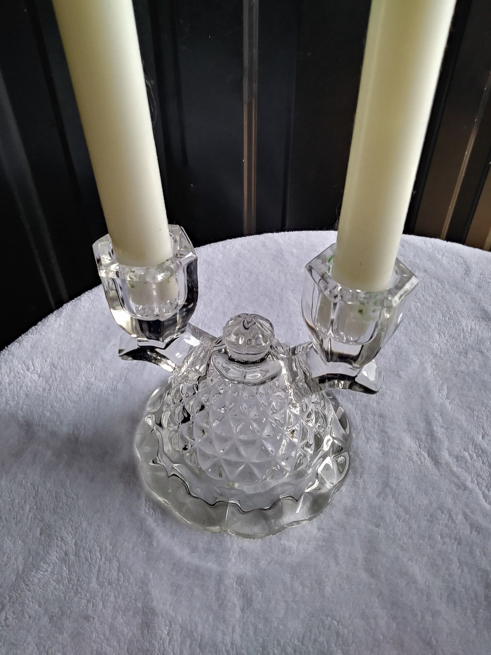 Depression Glass Double Candle Holders Etsy