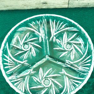 Vintage, Hobstar, Crystal, Divided Dish