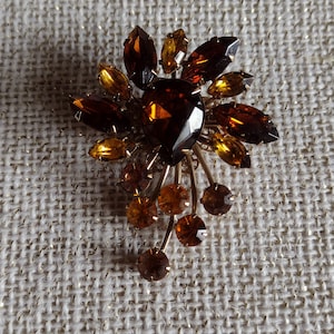 Amber Stone Costume Jewelry 1950s Brooch Vintage