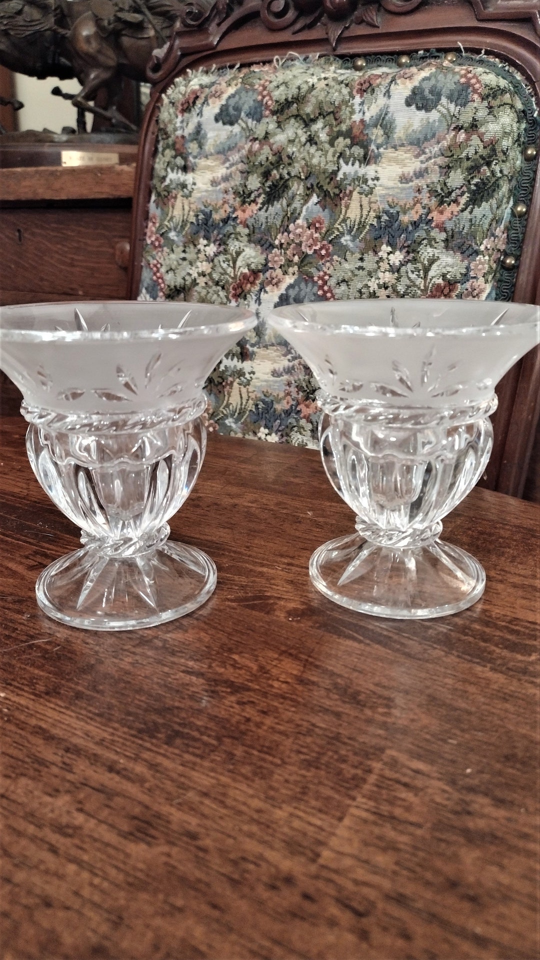 Carthage Pattern A Pair of Vintage Cristal D'arques Candleholders in the Carthage ...