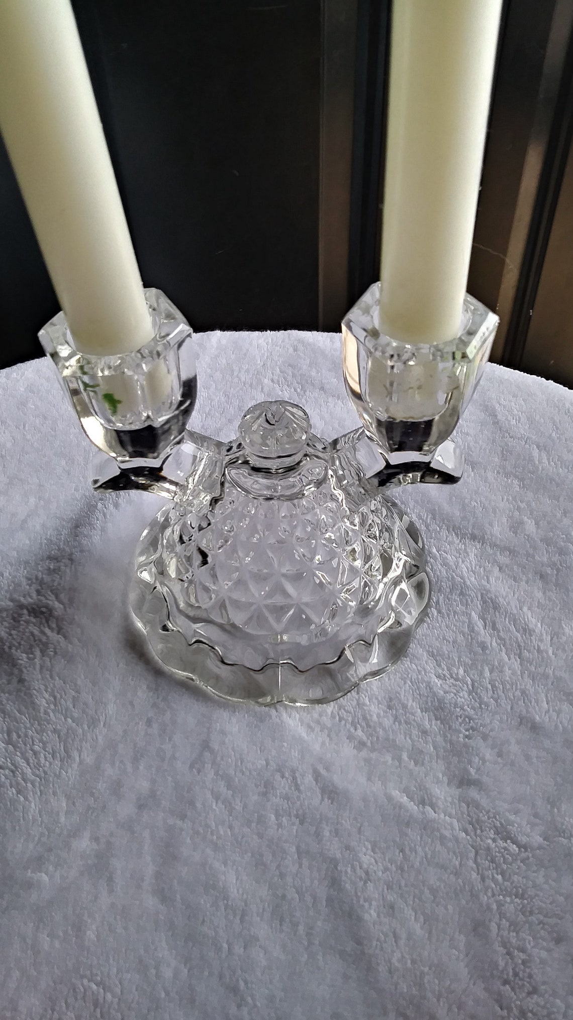Depression Glass Double Candle Holders Etsy