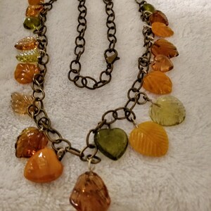 Autumn Necklace of Chain and Glass Beads image 4