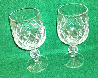 A Pair of Vintage, Crystal, Red Wine Glasses