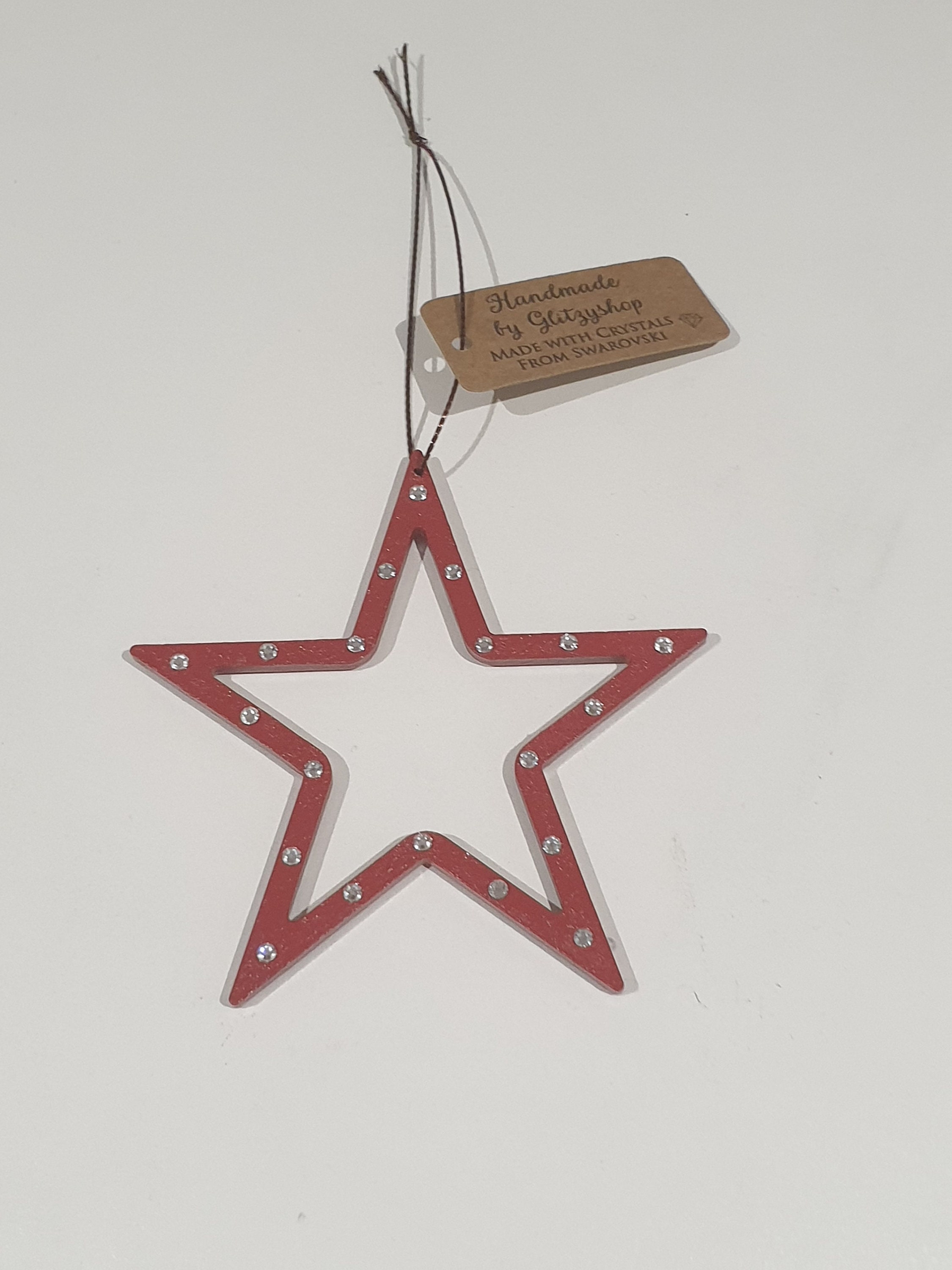 Wooden Christmas Star Hanging Ornaments Red Made With Etsy