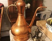 Vintage Copper and Brass Ewer beautiful copper copper teapot coper water holder dallah boho genie lamp copper kitchen embossed