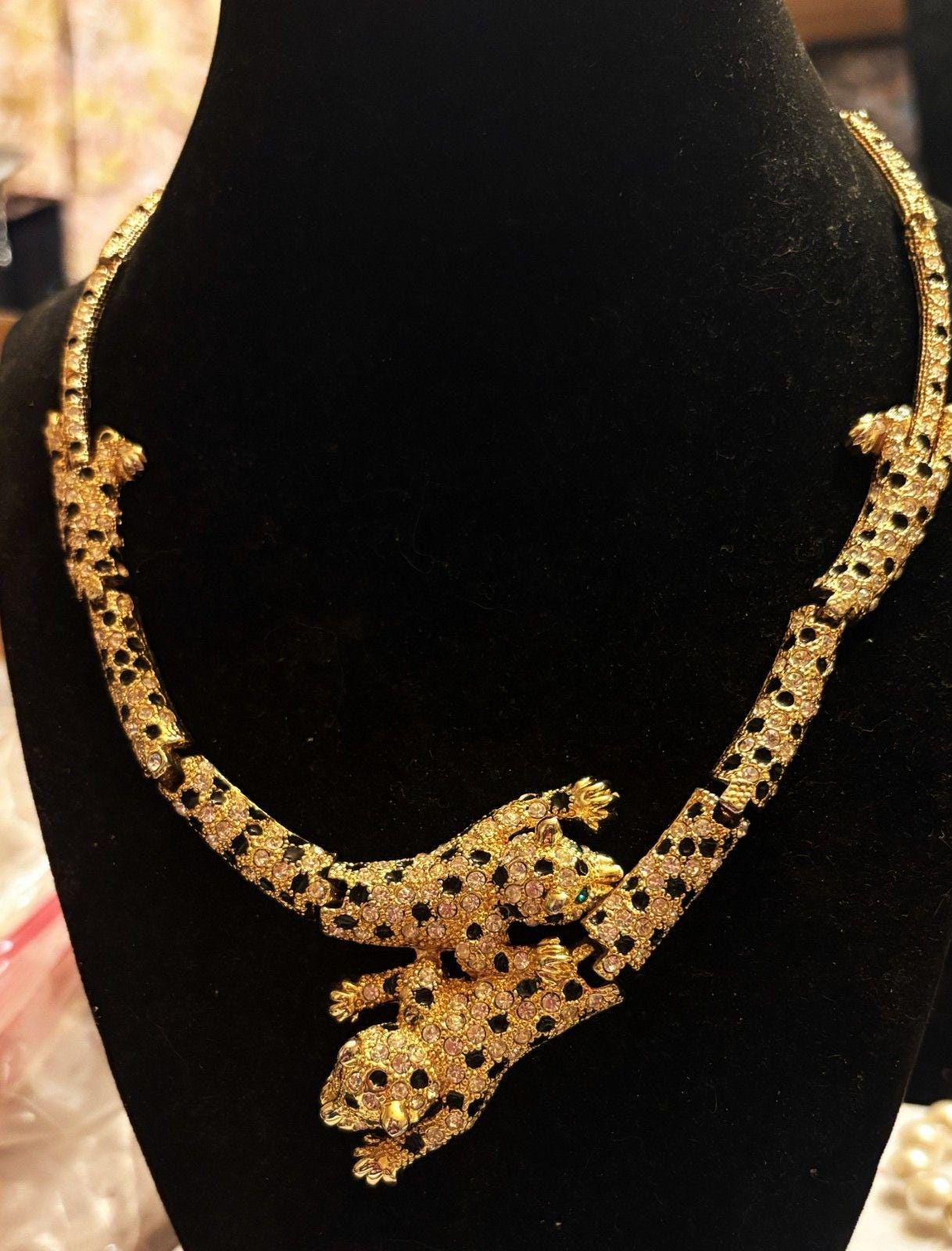  leopard様希少1928ヴィンテージネックレスタグ付 L32 Vintage Leopard Necklace - Etsy