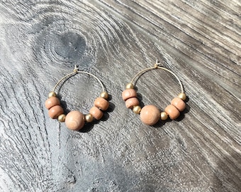 Boho earrings | Seed bead earrings, gold beaded earrings, beaded boho earrings, beaded hoops, large beaded hoops, tribal beaded earrings