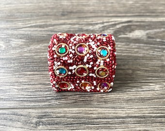Beaded Jewelry Box | Trinket Box, Gift Box, Jewelry Storage, Jewelry Case