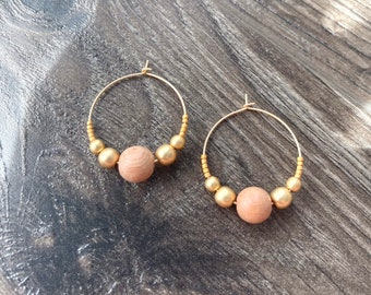 Boho earrings | Seed bead earrings, gold beaded earrings, beaded boho earrings, beaded hoops, large beaded hoops, tribal beaded earrings