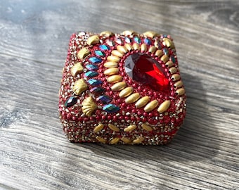 Beaded Jewelry Box | Trinket Box, Gift Box, Jewelry Storage, Jewelry Case