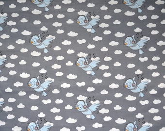 Birds  Cotton Fabric,Cotton Fabric, Quilting Print Fabric,Bird Fabric, Birds,Birds  on a dark gray background, Fabric by the Yard-Half Yard