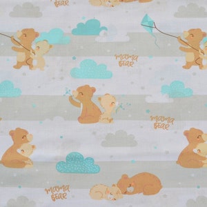 Bear family  Cotton Fabric,Bears,Animal Fabric, Bear Animal Modern Nursery,Baby Sewing Fabric,Cotton Fabric,Fabric by the Yard-Half Yard