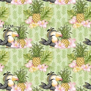 Tropical Print- Pineapple Fruit Fabric Bird Fabric-Animal Modern Baby Nursery Sewing Fabric Fabric by the Yard-Half Yard